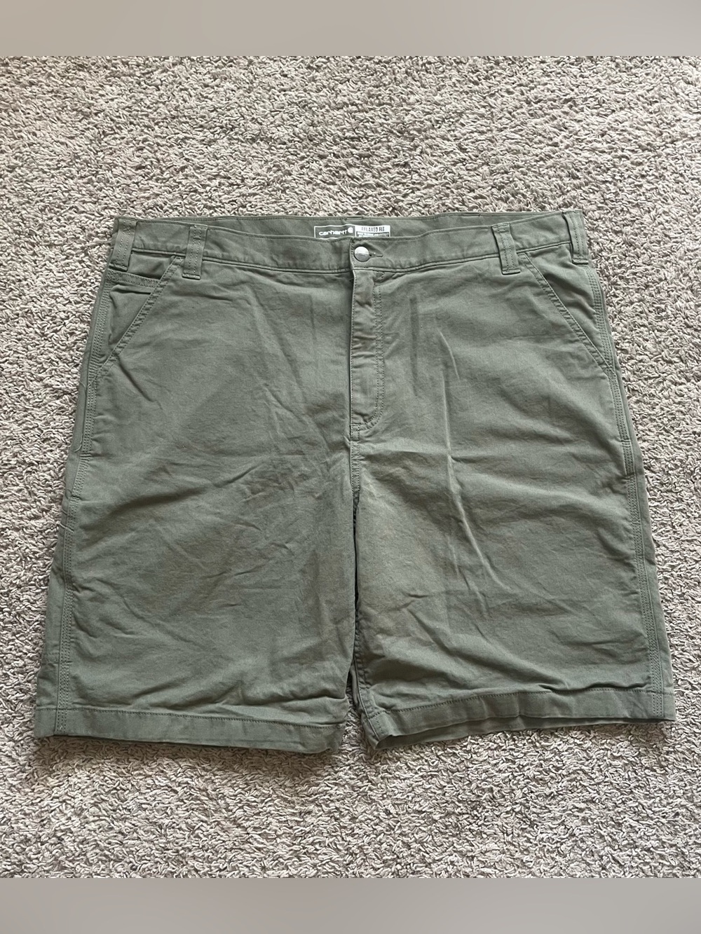 Carhartt Olive Green Rugged Flex Relaxed Fit Canvas Work Short Mens Sz 40 102514